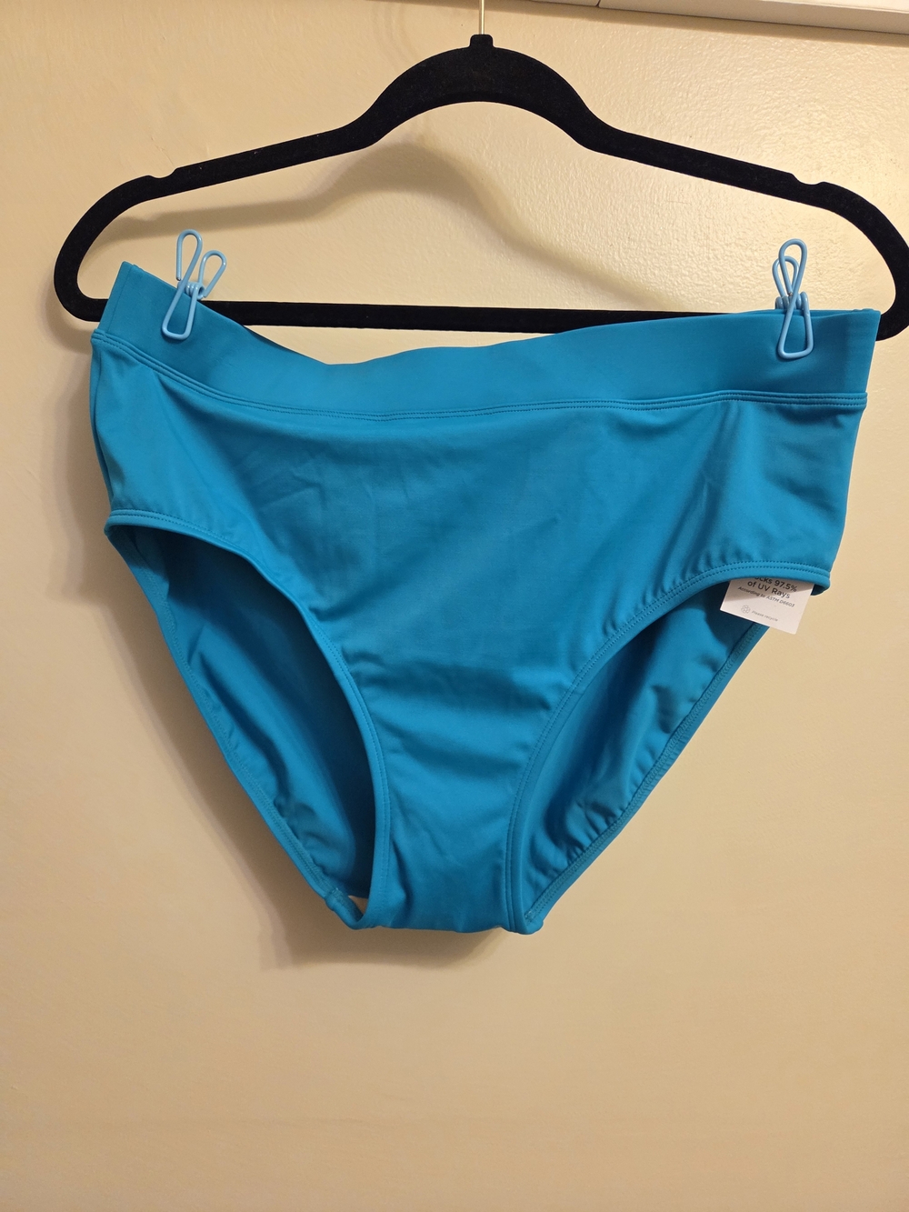 L.L. Bean NWT Bikini Bottoms Sz 16R Blue Sunblocking Swimwear High Rise UPF 50+